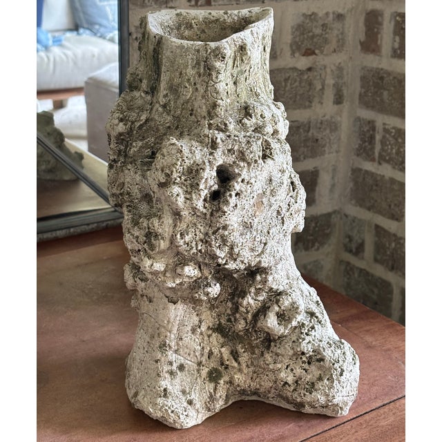 Contemporary Mid-Century French Faux Bois Concrete Tree Stump Planter in Sculptural Burl Form For Sale - Image 3 of 17