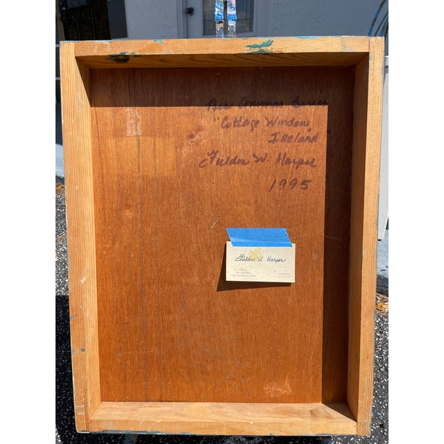 Fielden W. Harper "Cottage Window, Ireland" (1995) Original Textural Painting on Wood Panel For Sale - Image 4 of 4