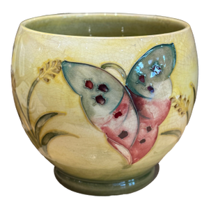 Vintage Moorcroft Arum Lily Wide Mouth Vase Yellow Green Art Pottery England 4½ Inch