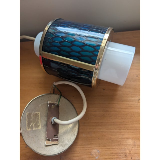 Mid Century Modern Moe Honeycomb Pendent Light / Blue For Sale - Image 9 of 10