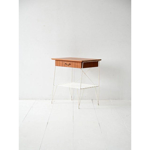 Scandinavian Bedside Table in Metal and Mahogany, 1960s For Sale - Image 4 of 8