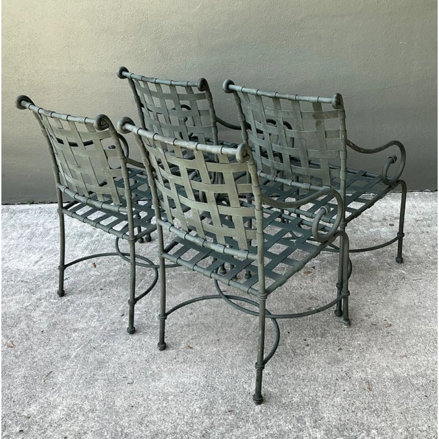Metal Vintage Brown Jordan “Florentine” Scroll Arm Metal Dining Chairs - Set of Four For Sale - Image 7 of 12
