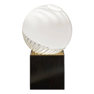 Satin Carlo Moretti Contemporary Murano Glass With Wood Base Table Lamp For Sale