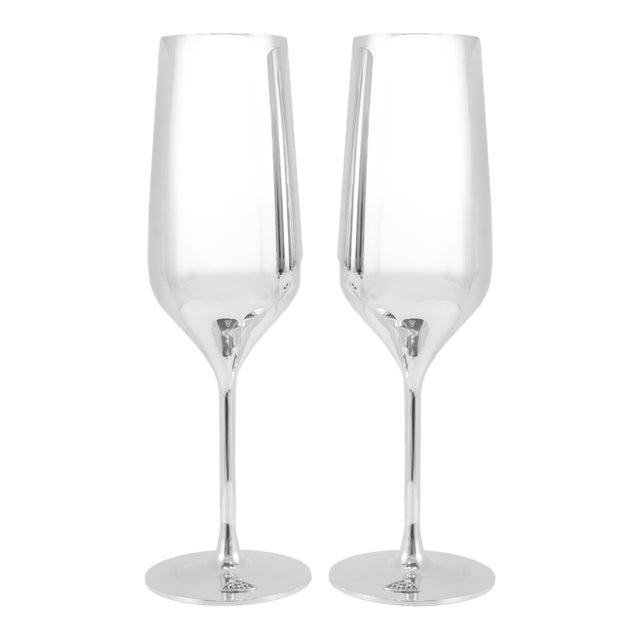 Maybach by Robbe & Berking Pair of Silver Plated Champagne Flute For Sale