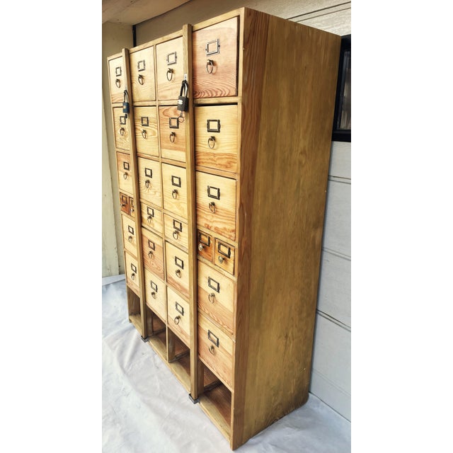 26-Drawer Card Catalog Cabinet in Wood, 1950s For Sale - Image 6 of 18