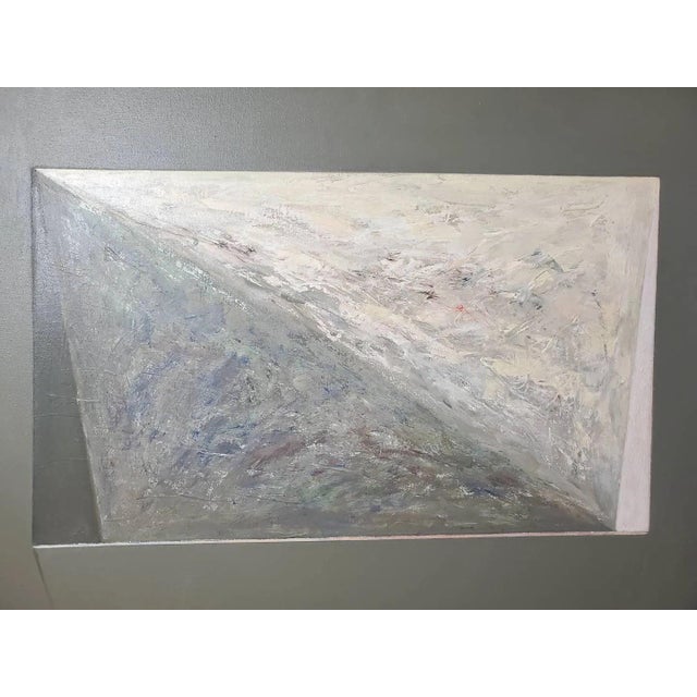 A large abstract painting attributed through family provenance to North Carolina artist Rod MacKillop. A diagonal field of...