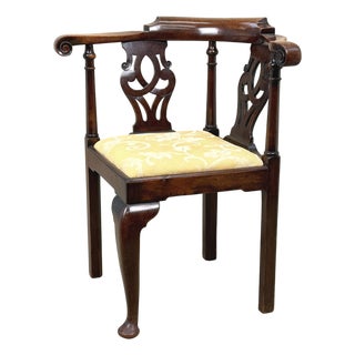 Antique Georgian Walnut Corner Armchair, 1750 For Sale