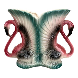 Maddux of California 1950's Double Pink Flamingo Vase/Planter For Sale