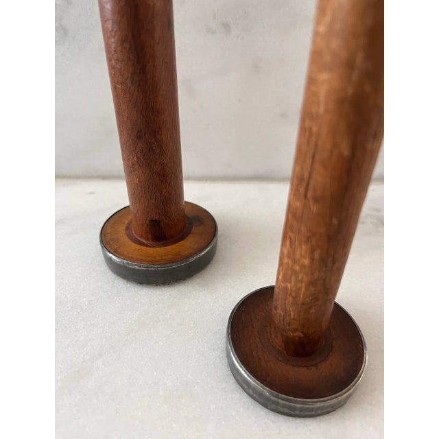 Set of 2 Wooden and Metal Spools For Sale In Austin - Image 6 of 8