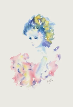 1990s Cécile Chapellier "Jeune Fille De Profil" Lithograph
