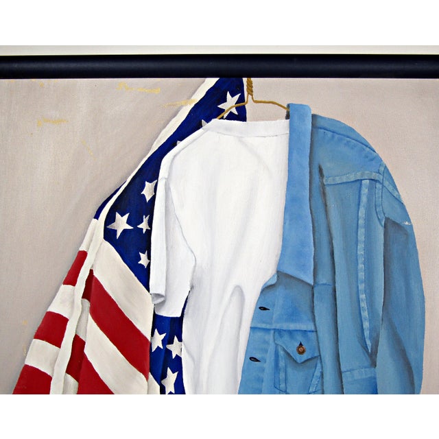 American 1994 “The American Way” Oil on Canvas, Signed Nele Dobes — Framed Americana Still-Life (25.5" × 19.5") For Sale - Image 3 of 12