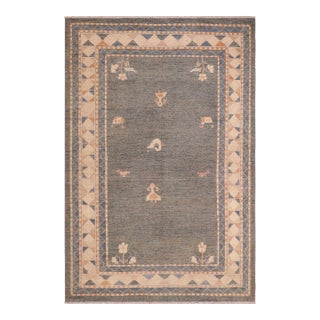 Modern Gabbeh Blue/Orange Wool Rug - 6'0'' X 8'10'' For Sale