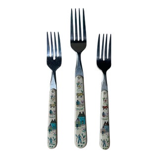 1970s Rustic Country Core Heartland Trio of Forks - Set of 3 For Sale