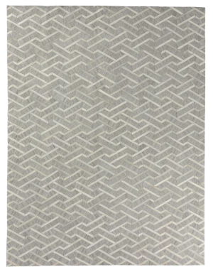 Dover Patchwork Leather Viscose Silver Ivory Rug - 5'x8'