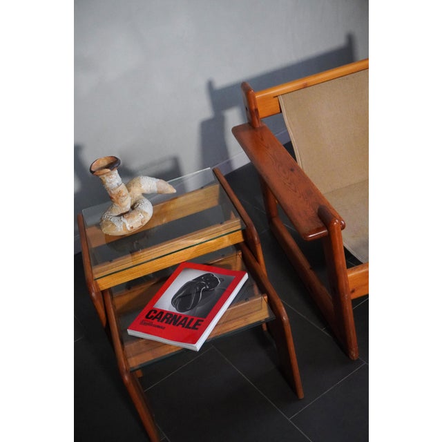 Afra & Tobia Scarpa Coffee Table Set in Pine Wood and Glass by Afra & Tobia Scarpa, 1970s, Set of 2 For Sale - Image 4 of 14