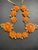 Mid-Century Modern Mid Century Modern Carved Floral Faux Coral and Pearls on Textured Brass Chevron Chain and Orange Push Clasp For Sale - Image 3 of 7