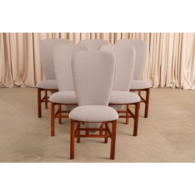 Mid-Century Modern Vintage Set of 6 Skovby Møbelfabrik High Back Teak Dining Chairs, 1960s For Sale - Image 3 of 17