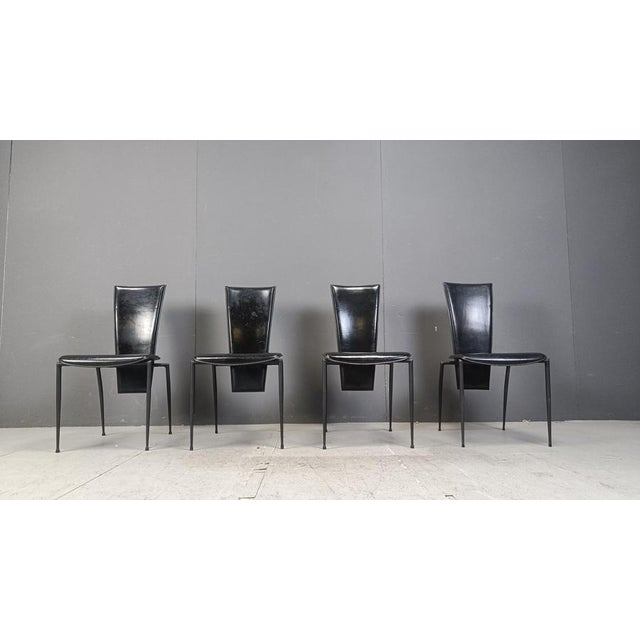 Metal Postmodern Black Dining Chairs from Arper, Italy, 1980s, Set of 4 For Sale - Image 7 of 16