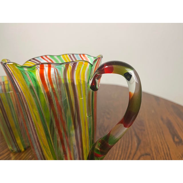 Vintage Glasses with Murano Glass Carafe by Gio Ponti for Venini, 1950s, Set of 7 For Sale - Image 3 of 9