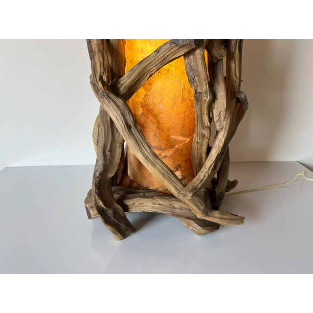 Mid-Century Modern Vintage Monumental Organic Driftwood Table Lamp For Sale - Image 3 of 13