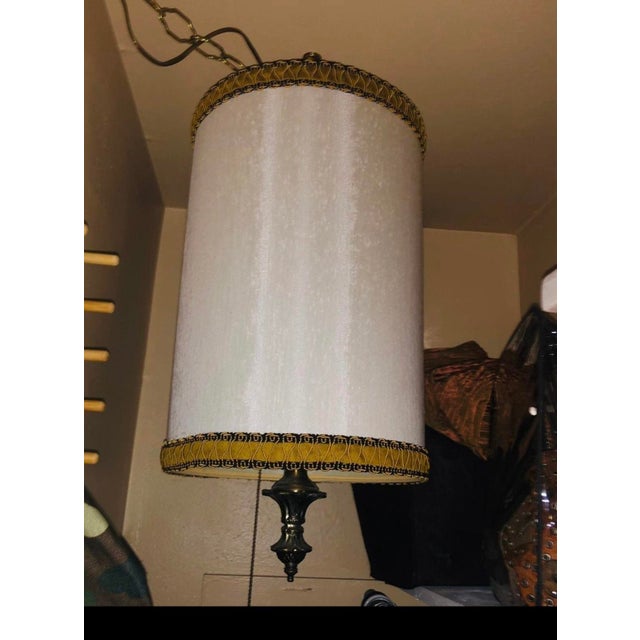 1970s 1970s Barrel Shade Swag Lamp For Sale - Image 5 of 7