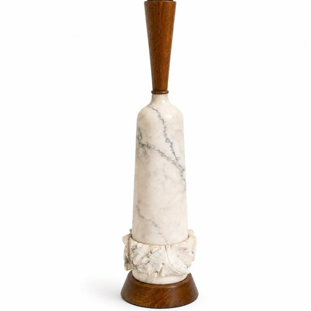 Mid-Century Modern 1960s Mid-Century Carved Marble Table Lamps - Pair For Sale - Image 3 of 5
