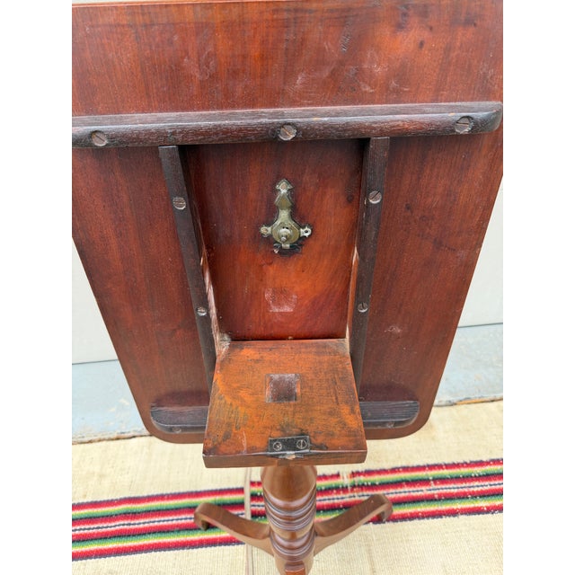 A Antique English Victorian Mahogany Tilt Top Candle Stand, Circa 1850's For Sale - Image 4 of 12