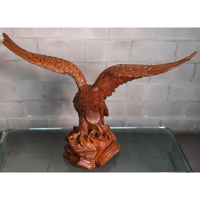 Brown Large Golden Eagle Sculpture, 2000s, Wood For Sale - Image 8 of 18