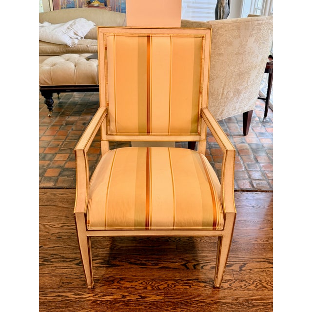 Wood Striped Baker Arm Chair For Sale - Image 7 of 8