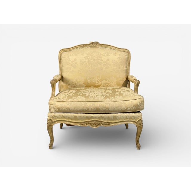 Hollywood Regency Maison Jansen, Louis XVI Armchairs, Giltwood, Fabric, France, 20th C. For Sale - Image 3 of 14