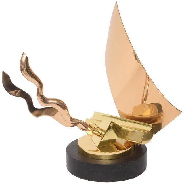 Abstract Sculpture in Marble, Brass and Copper For Sale - Image 10 of 10