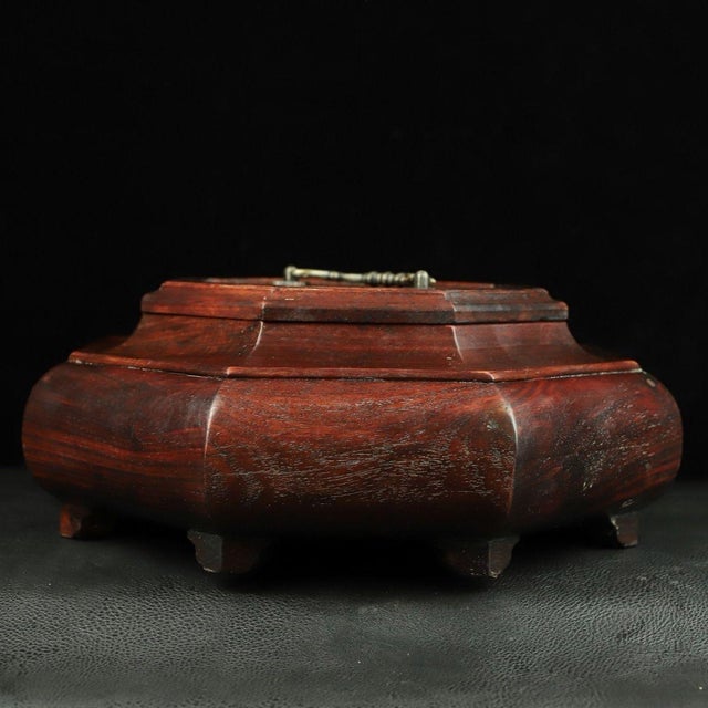 Huali Rosewood Octagonal Box With Handle For Sale - Image 9 of 10