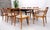 Italian Mid-Century Modern Dining Table 8 Chairs Set New Linen Upholstery Seats For Sale - Image 9 of 18