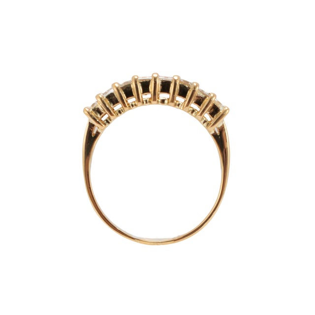 Metal 18k Yellow Gold 0.58ct Baguette Diamond Half Eternity Band Ring, Size 4.75 For Sale - Image 7 of 8