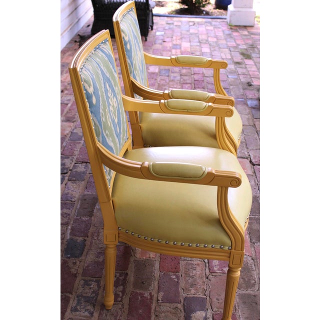 2010s Gorgeous Pair of Palecek Leather Upholstered Chairs With Nailhead Trim For Sale - Image 5 of 14