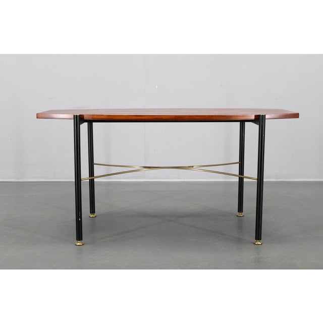 Metal Vintage Italian Coffee Table with Teak Veneer, 1970s For Sale - Image 7 of 18
