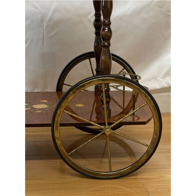 Italian 1960s Italian Inlaid and Lacquered Bar Cart For Sale - Image 3 of 4
