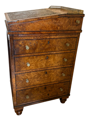 Antique George III Pollard Oak Davenport Desk with Slide and Turn Top, 1780s