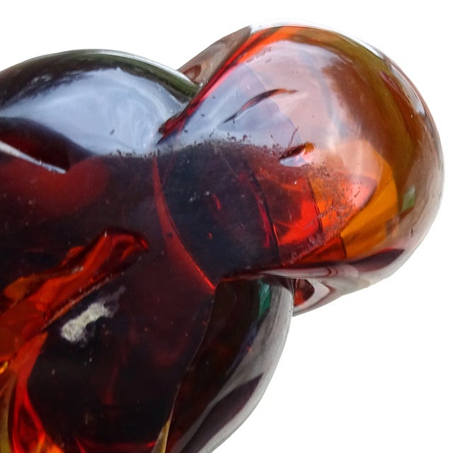 Mid 20th Century Murano Seguso Vintage Sommerso Orange Red Yellow Italian Art Glass Mid Century Squirrel Figurine For Sale - Image 5 of 6