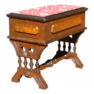 Antique Victorian Slipper Bench Solid Walnut Sewing Stool For Sale