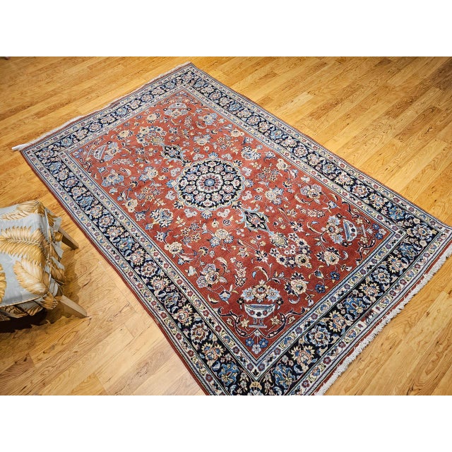 Vintage Turkmen Area Rug, Hand-Knotted Wool, Allover Geometric Pattern, Pistachio Green & Red, 4x8 For Sale In Chicago - Image 6 of 18