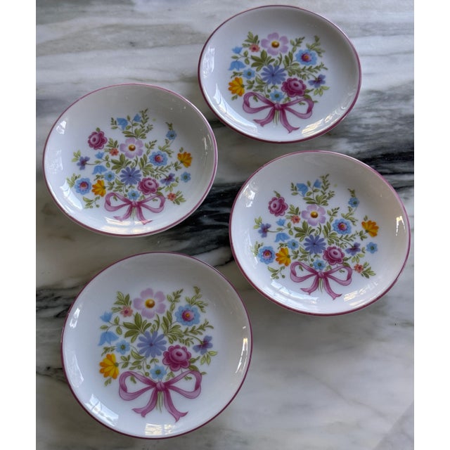 Late 20th Century LastCHANCE!Vintage Reutter Porzellan Germany Flowers & Ribbon Motif Butter Pat Plates - Set of 4 For Sale - Image 5 of 12