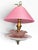 Vintage Hanging Bird Feeder | Pink Shade, Ruffled Glass & Floral Plate For Sale - Image 4 of 5