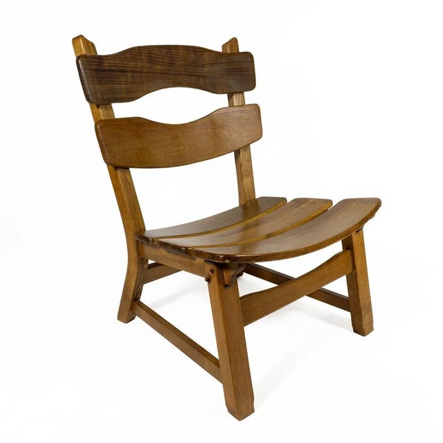 Vintage Brutalist Oak Fireplace Lounge Chairs & Side Table by Dittmann for Awa, 1960s, Set of 3 For Sale - Image 14 of 17