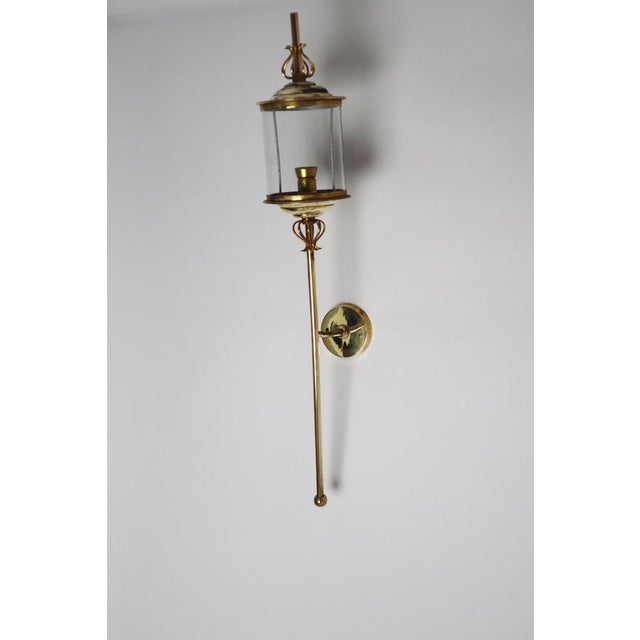 Hollywood Regency Brass and Glass Wall Sconces from Maison Lunel, France, 1950s, Set of 2 For Sale - Image 3 of 18