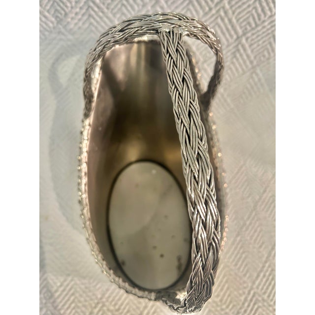 Metal Late 20th Century Silver Plate Crocodile Pattern Wine Bottle Caddy For Sale - Image 7 of 8