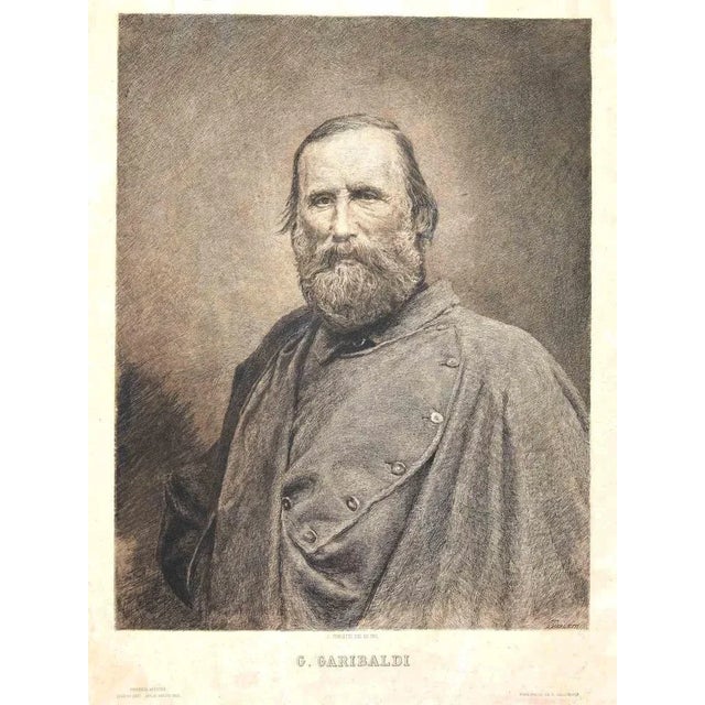 Portrait of Giuseppe Garibaldi is an original Lithograph, realized by Celestino Turletti in the 19th Century. The status...