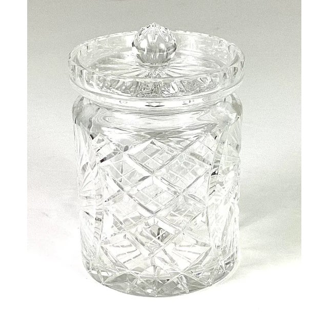 1980s Vintage Cut Glass Biscuit Jar For Sale - Image 4 of 7