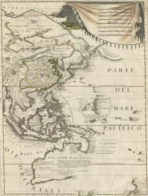 Antique Map of East Asia by Coronelli, 1690