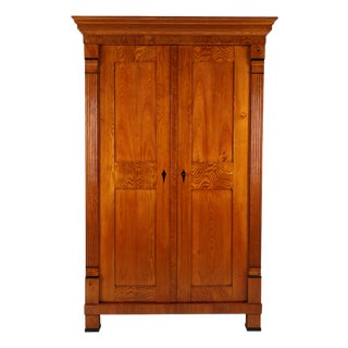Antique Biedermeier Ash Wardrobe, 1820s For Sale
